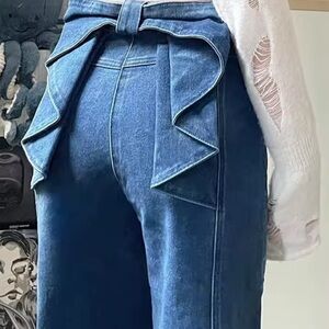 (1067) Cider Blue Flare Jeans with Bow Detail